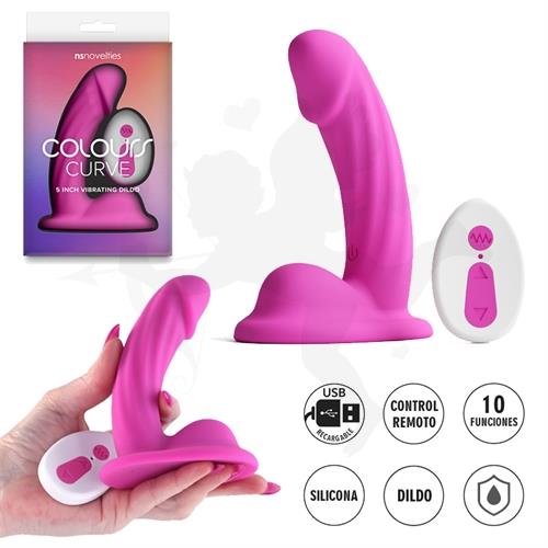 Dildo Vibrador Curvo Colours: diseño flexible y control remoto