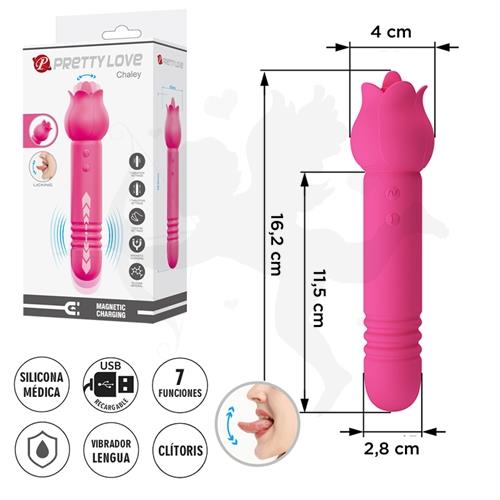 Rose Wand: masajeador doble con funciones de vibración, succión y carga magnética